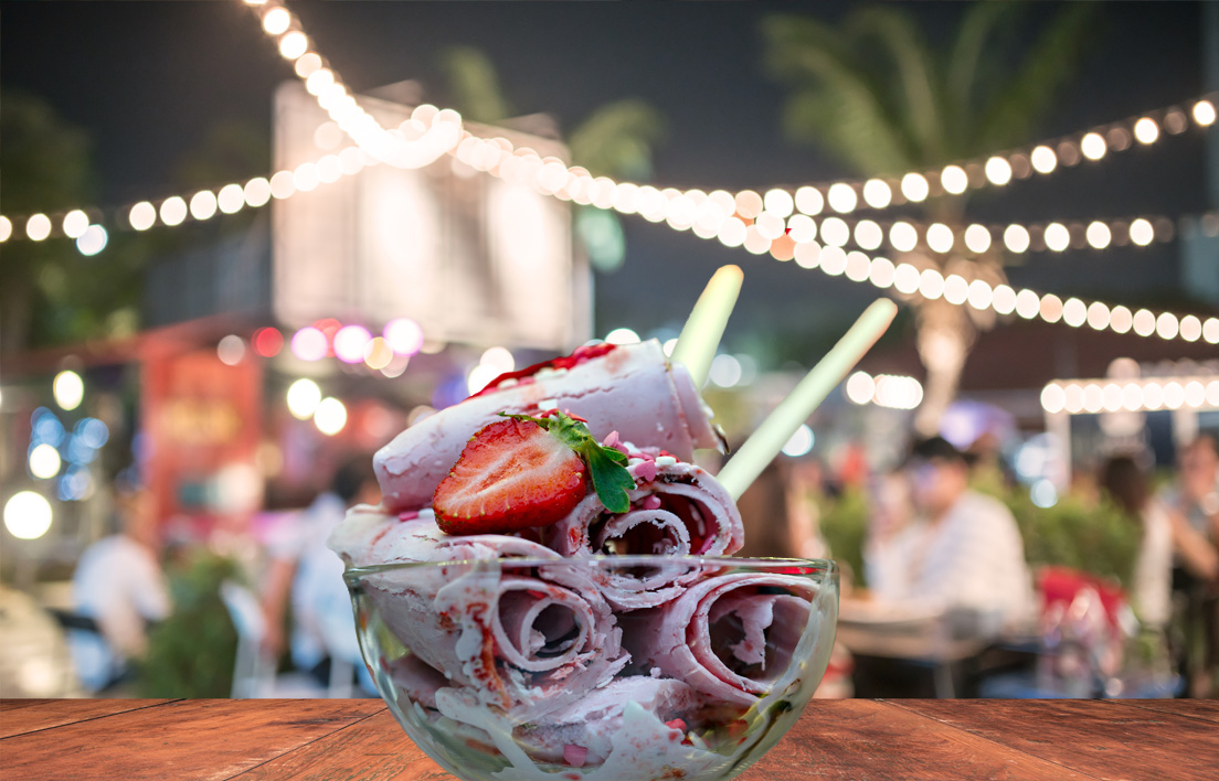 Ice roll fagylalt készítése rendezvényen